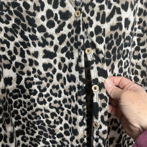 White Birch leopard print cardigan sweater long sleeve, sizeXL - Picture 4 of 10